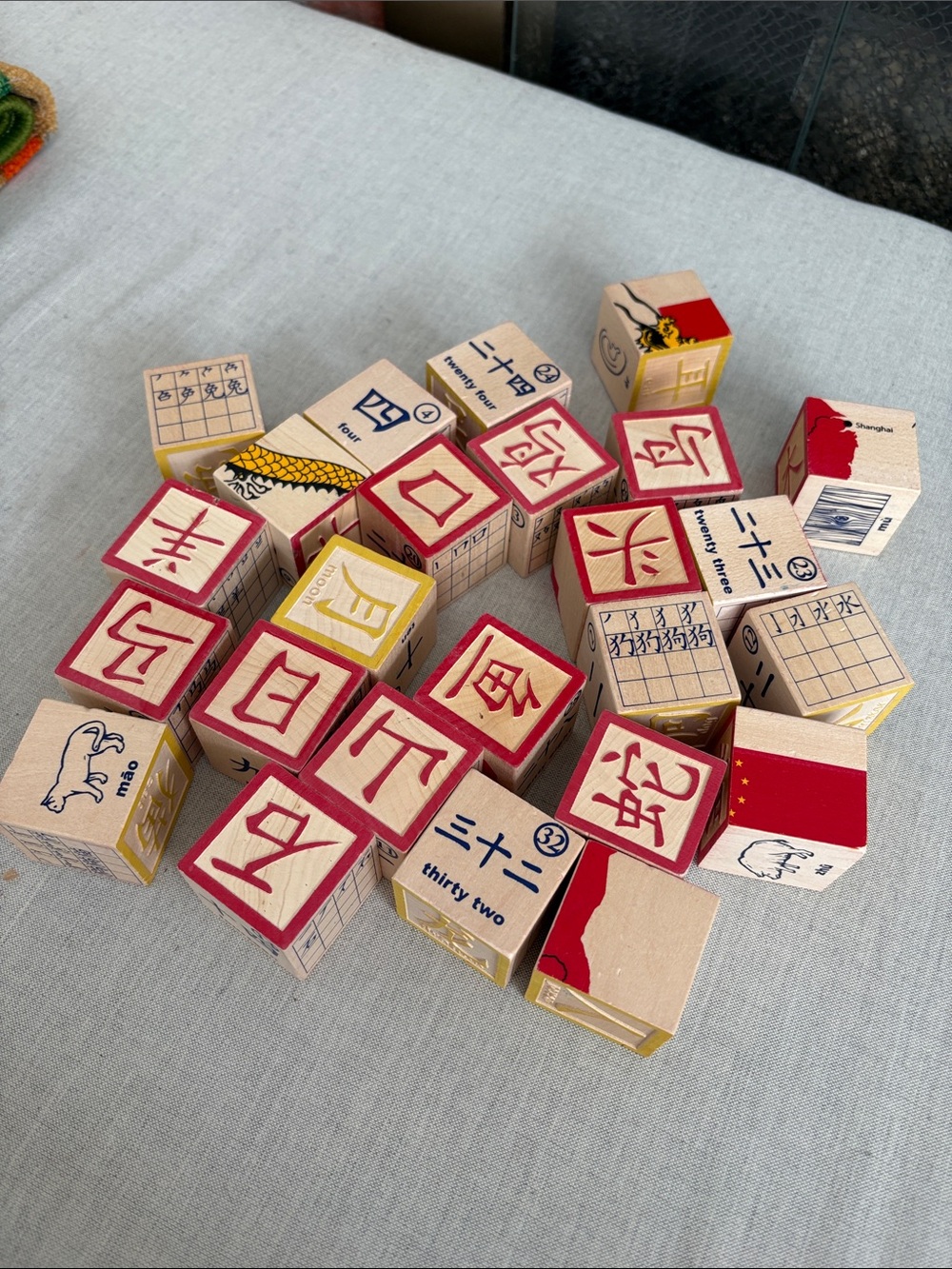 Set of 25 Japanese Wooden Building Blocks